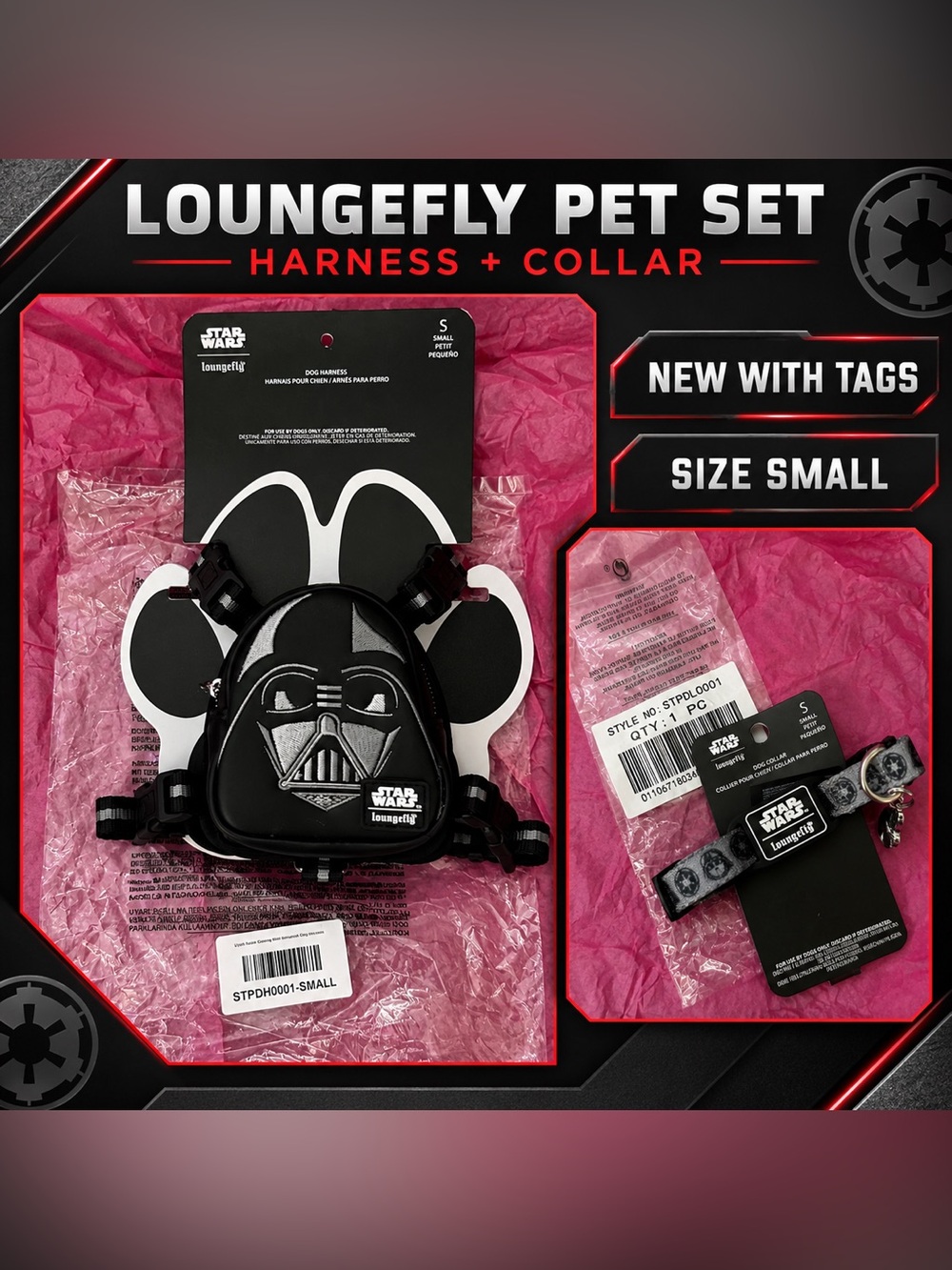 Loungefly Star Wars Darth Vader Black Pet Harness & Collar Set